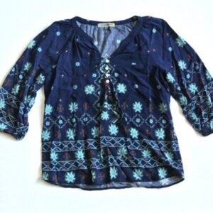 Figueroa and Flower Blue‎  Boho Peasant Top